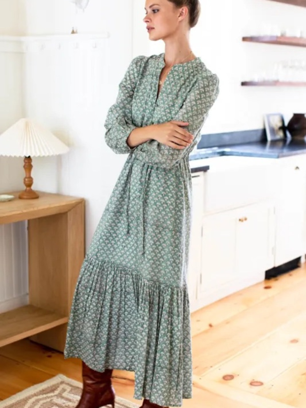 Emerson Fry Frances Dress in Day Flowers Juniper Organic (India Collection)